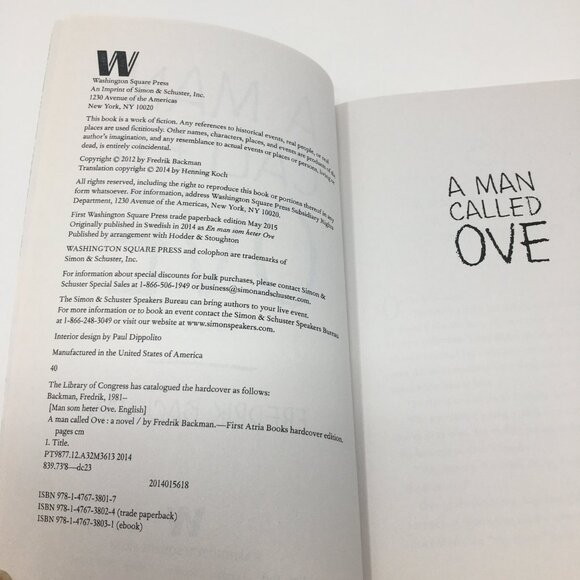 A Man Called Ove A Novel by Fredrik Backman Softbound Paperback Book - Picture 5 of 8